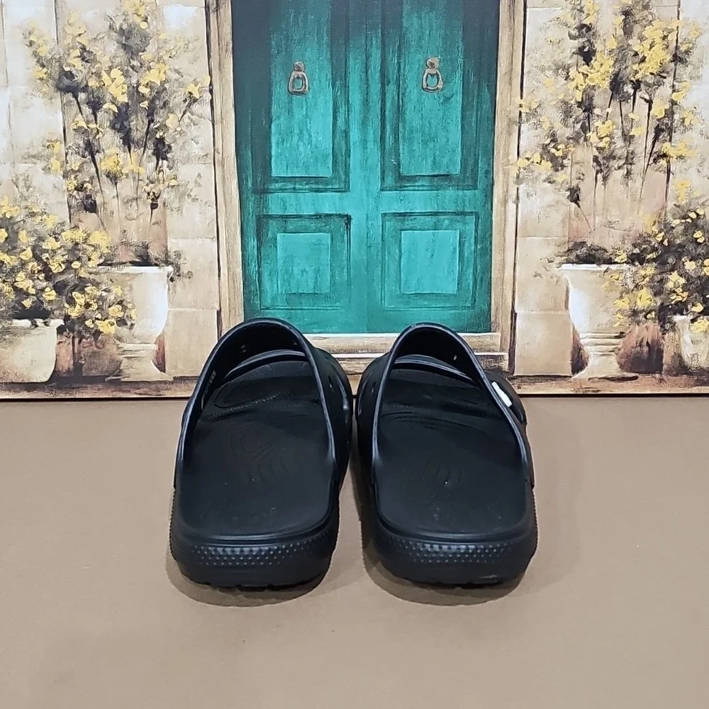 Crocs‎ Mens Size 13 Clogs Straps Black Slip On Beach Outdooor Rubber